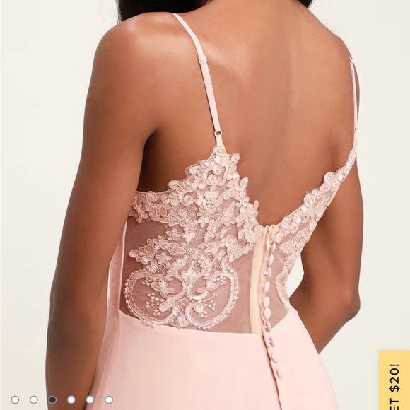 Lulus Romantic Ways Blush Pink Lace Button Up Back Dress - Picture 3 of 11